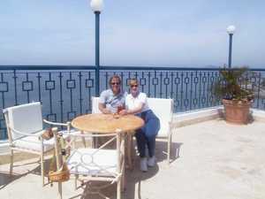 Enjoying a drink atop the Hotel Freeman (now a Best Western) with the best views in Mazatlán 