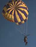 Riding high in the sky with a parachute. Nadine always says she was either too drunk or too sober to attempt this.