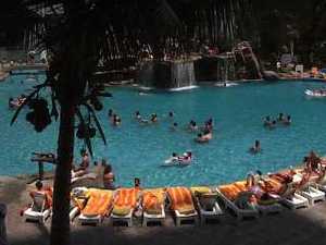 Pool with waterfall