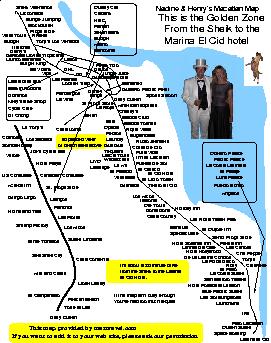 A large map of the Golden Zone in Mazatlán, featuring all of the beachfront hotels, many restaurants, shops, and other places you might be interested in. (32K) 