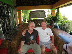 Bob and Henry hanging out on the patio